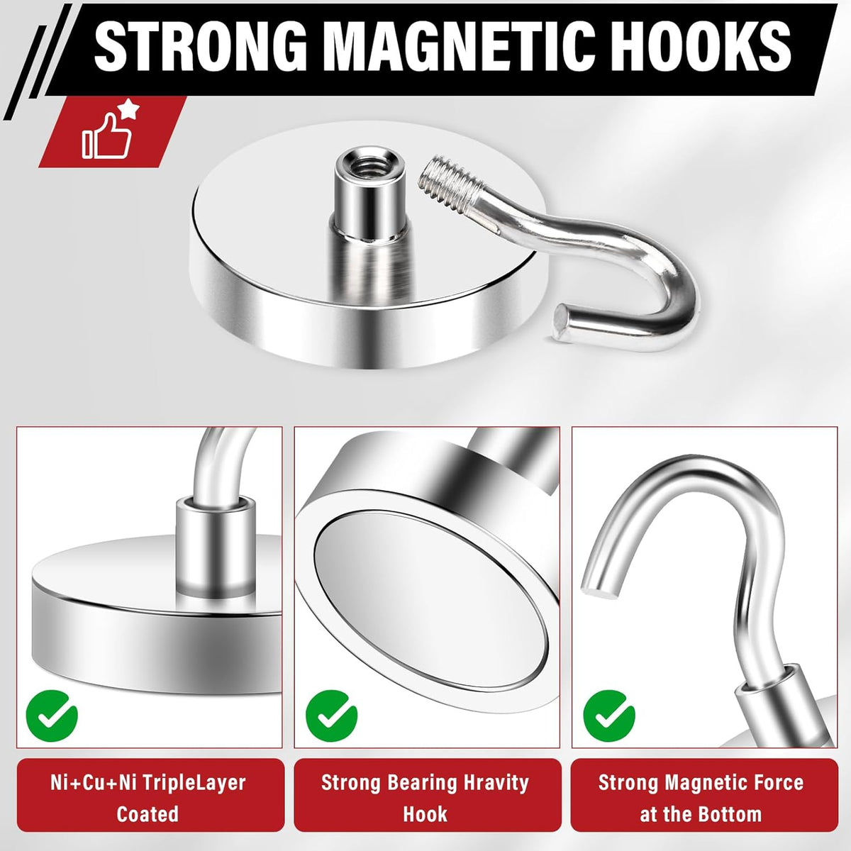 Magnetic Hooks, 2025 Cruise Cabins Ship Essentials 150Lbs Strong Heavy Duty Magnets 12Pcs Magnet Hook for Classroom Home Refrigerator Door Fridge Camping Hanging