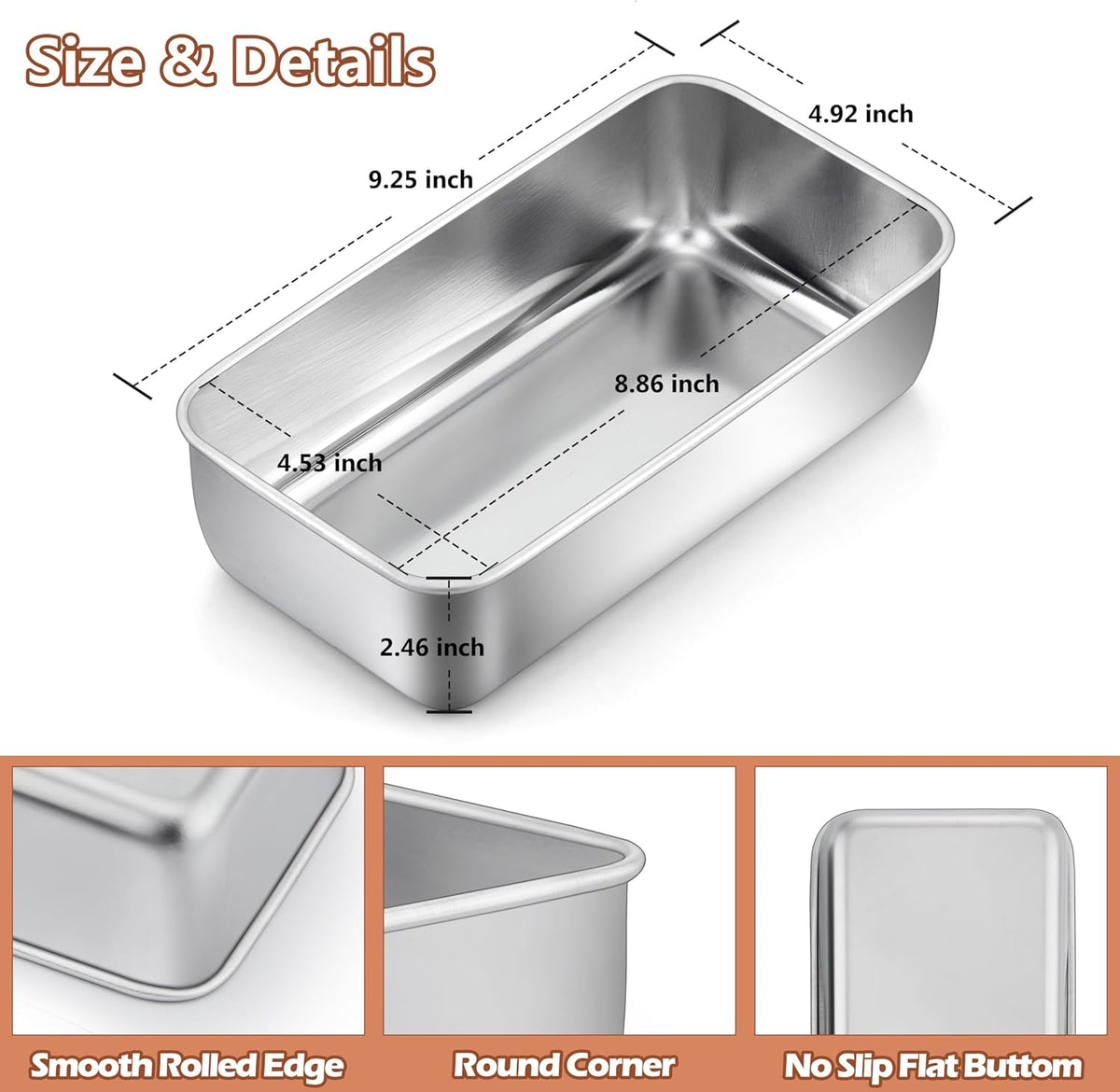 LIANYU Bread Loaf Pans Set of 12, 9x5 Inch Stainless Steel Bread Baking Pans for Homemade Sourdough, Sandwich, Meatloaf, Easy Release & Dishwasher Safe