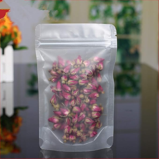PABCK 500 Pcs 3.5x5.1 inch Resealable Stand Up Bags Matte Clear Zipper Lock Heat Seal Pouches with Tear Notch for Zip Food Storage Lock Packing
