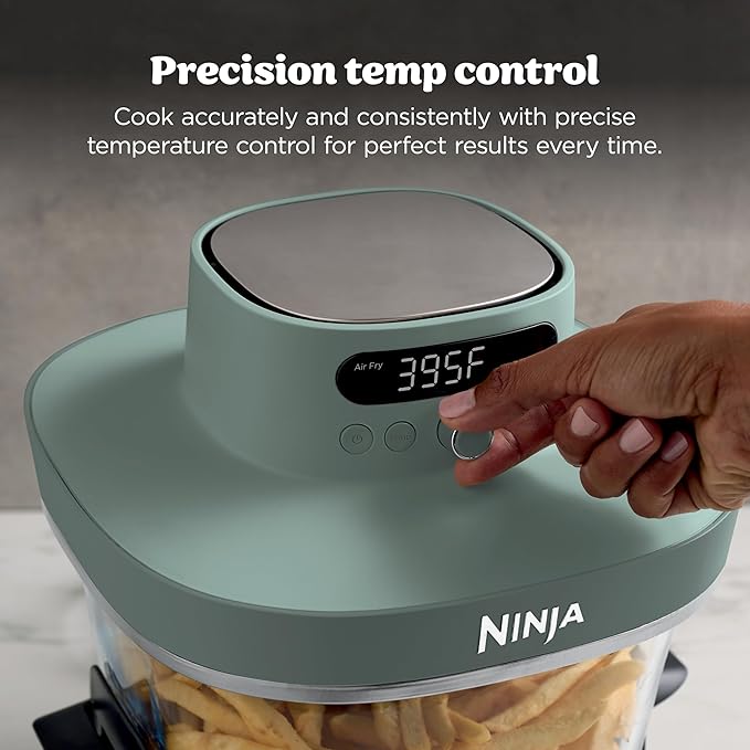 Ninja Crispi Pro 6-in-1 Glass Air Fryer | 450°F, Nontoxic, 6qt & 2.5qt Containers & Lids | Microwave, Freezer, Dishwasher Safe | Max Crisp, Air Fry, Bake, Roast, Recrisp, Dehydrate | Ash Grey, AS101DG