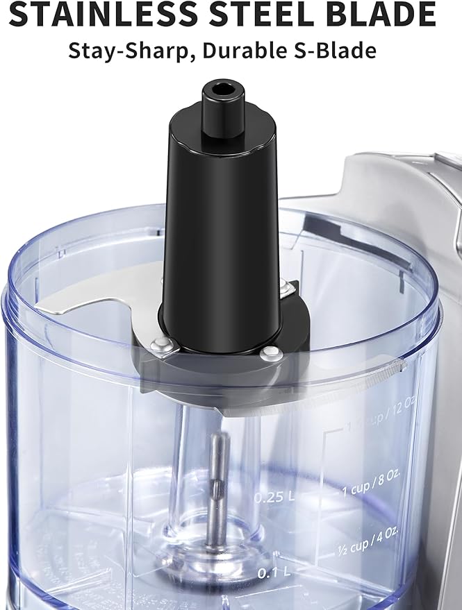 1.5-Cup One-Touch Electric Food Chopper, 100W Mini Food Processor Meat Grinder, Mix, Chop, Mince and Blend Vegetables, Fruits, Nuts, Meats, Stainless Steel Blade (Silver)
