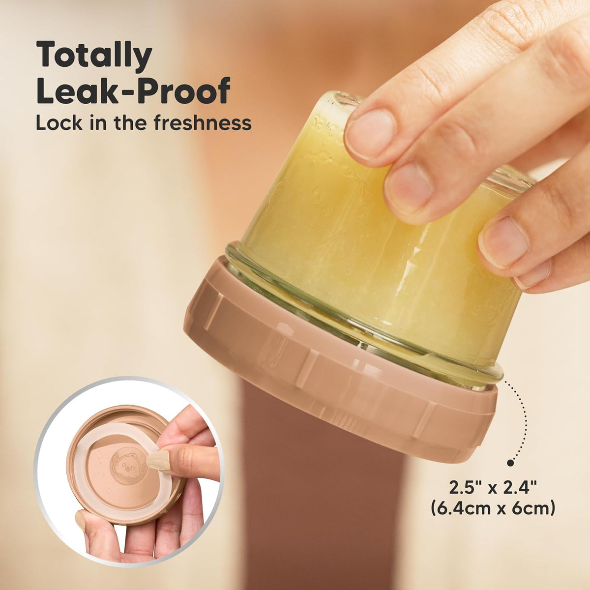 KeaBabies 12pk 4oz Glass Baby Food Containers with Lids - Leak-Proof, Microwavable Small Glass Jars, Baby Purees & Toddler Snack Storage Containers, BPA-Free, Dishwasher & Freezer Safe (Terracotta)