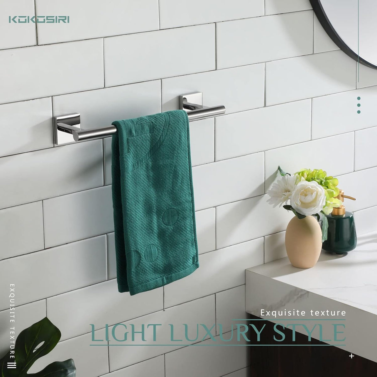 KOKOSIRI Hand Towel Bar 12 Inch Bathroom Towel Holder for Bath Kitchen Toilet Cabinet Chrome Stainless Steel B4005CH-L12