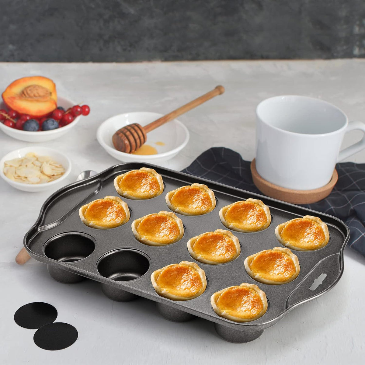 Tosnail 12 Cavity Mini Cheesecake Pan with 24 Pieces Removable Bottom