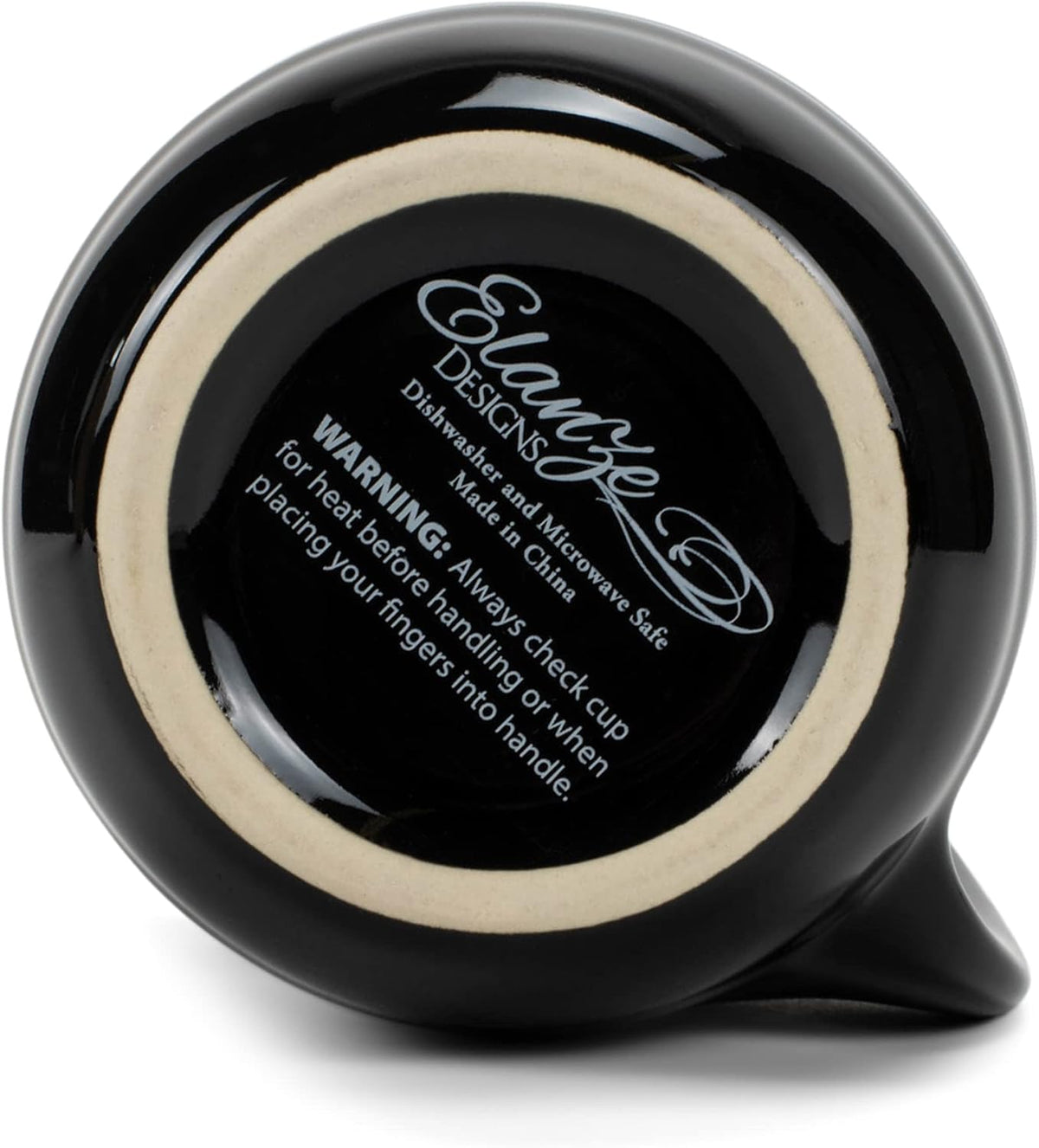 Elanze Designs Ribbed 14 ounce Ceramic Stoneware Handwarmer Mug Set of 4, Black