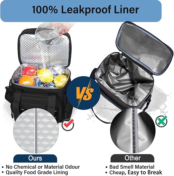 Lunch Box Cooler Bag - Tactical Insulated Lunchbox for Men - Large Soft Expandable Lunch Pail for Adults Work Outdoor Shifts Trips Black 16L