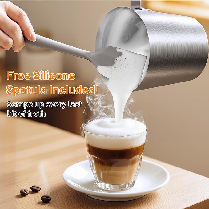 Secura 4-in-1 Automatic Milk Frother, 17oz Teflon-Free Stainless Steel Jug, Hot/Cold Foam Maker & Milk Warmer for Latte, Cappuccino, Macchiato, Hot Chocolate, Includes Silicone Spatula & 2 Whisks