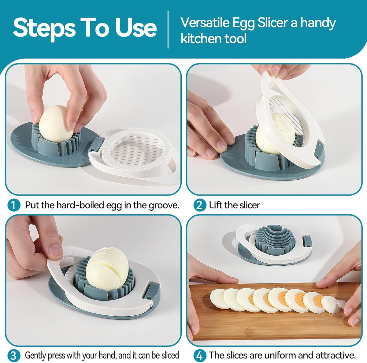 Egg Slicer & Dicer for Hard Boiled Eggs - Heavy Duty Cutter Dicer with Stainless Steel Wire, Cuts Strawberries, Kiwis & Soft Fruits Effortlessly - Easy-Clean Kitchen