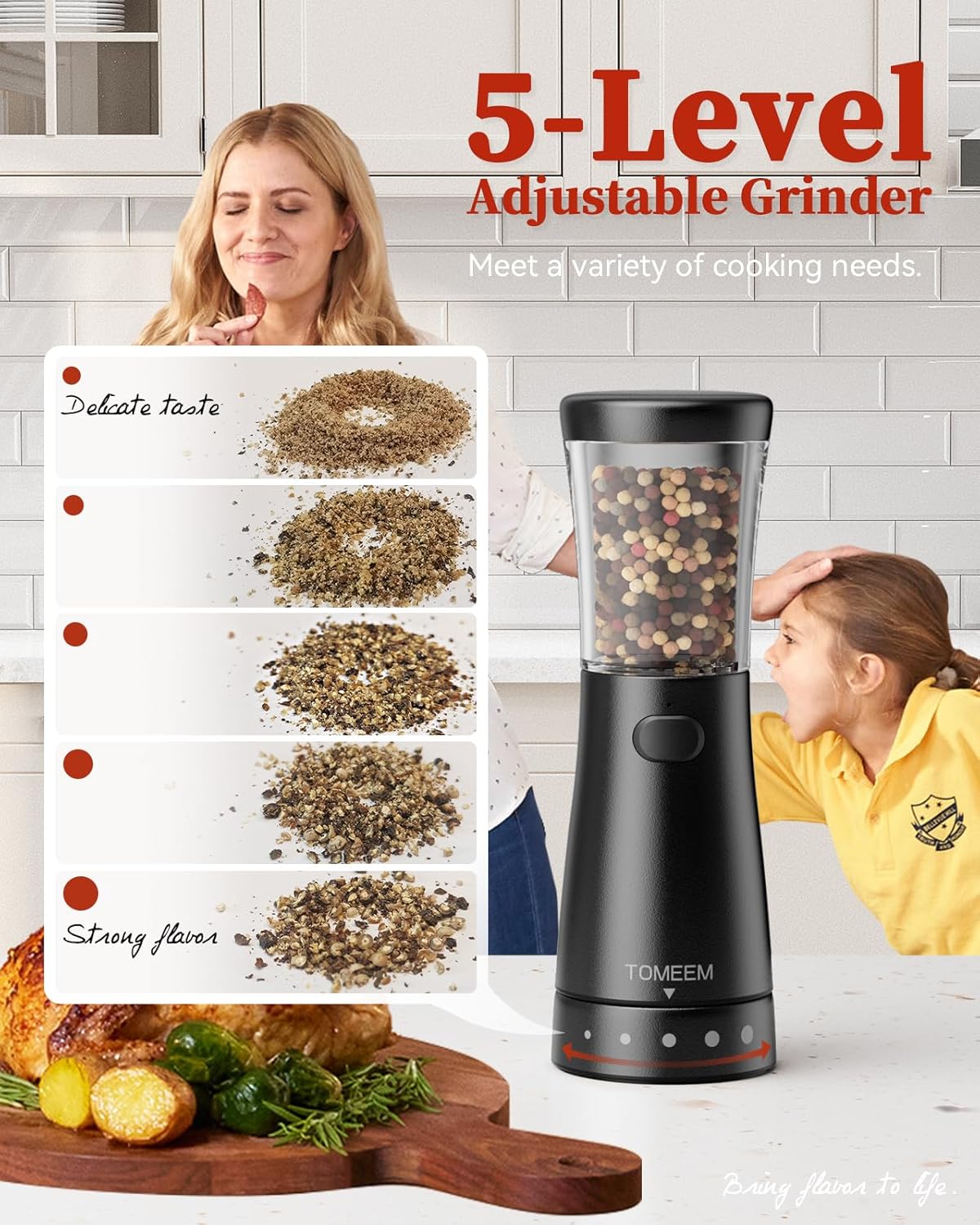 Electric Salt and Pepper Grinder Set with Storage Base, Stainless Steel Rechargeable Salt and Pepper Grinder Set with 4.5 oz Large Capacity, 1.8" Wide Mouth, Adjustable Coarseness, Ideal for Kitchen