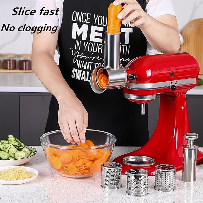 Stainless Steel Slicer Shredder Attachment for KitchenAid Mixer, Cheese Grater Attachment, Food Slicer for KitchenAid Mixer, Accessories for Kitchenaid