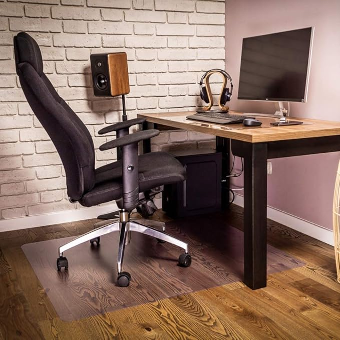 NECAUX Custom 52 x 68 Inch Frosted Cover Protector, 1.5mm Thick Wood Grain Transparent Pad Non-Slip Tablecloth Plastic Protective Pad for Dining Living Room Conference Table