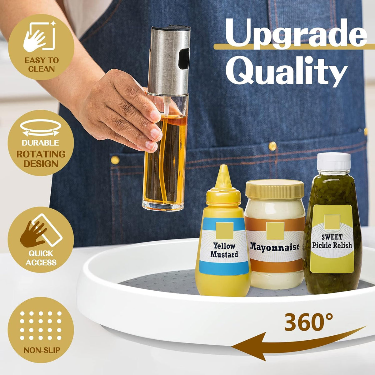 3Pack Non Skid Lazy Susan Turntable,Single Round Rotating Kitchen Spice Organizer for cabinets,Pantry, Bathroom, Refrigerator (12Inch)