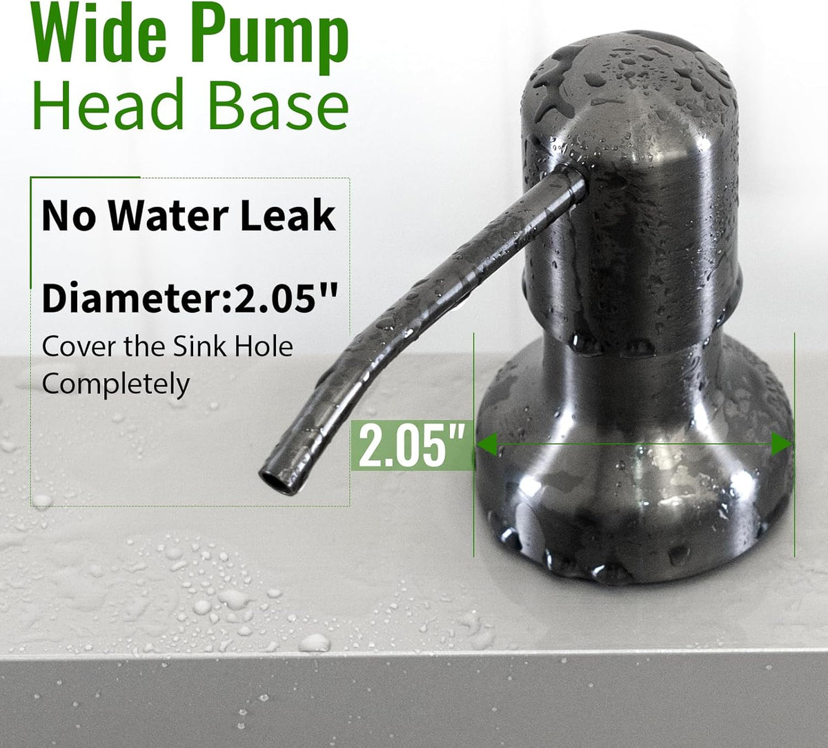 Soap Dispenser for Kitchen Sink, Kitchen Sink Soap Dispenser with 17 OZ Bottle, Refill from The Top Bar, Longer Threaded Shaft Shank, Wide Pump Head Base (Gray)