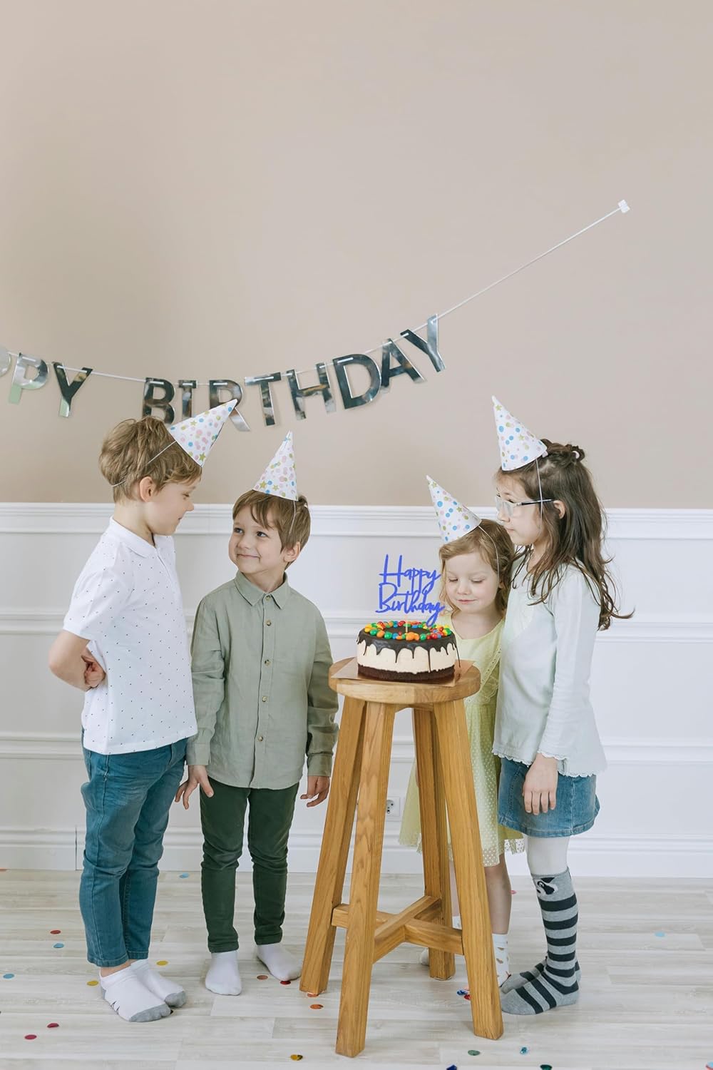 Happy Birthday Cake Topper - Glitter Dark Blue Birthday Cake Top Decorations (Dark Blue)