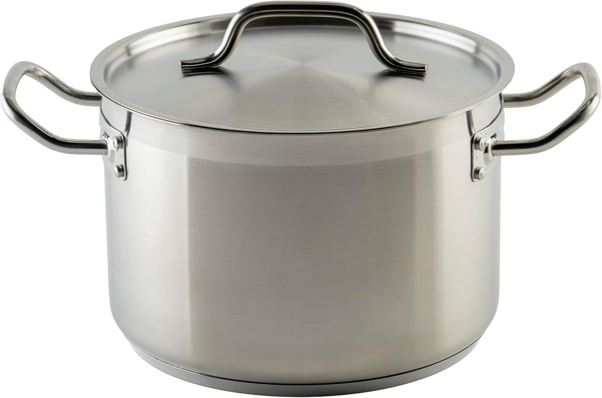 Winco Heavy-Duty Stainless Steel Stock Pot with Cover, 8 Quart