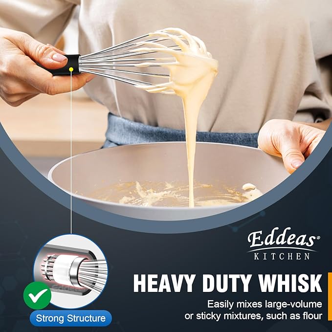 Mini Whisks - 600°F Heat Resistant Small Whisks For Cooking, Heavy Duty Stainless Steel Kitchen Balloon Tiny Whisk, Suitable for Egg, Espresso, Hot chocolate, sauces （7" & 5.5 inch ）