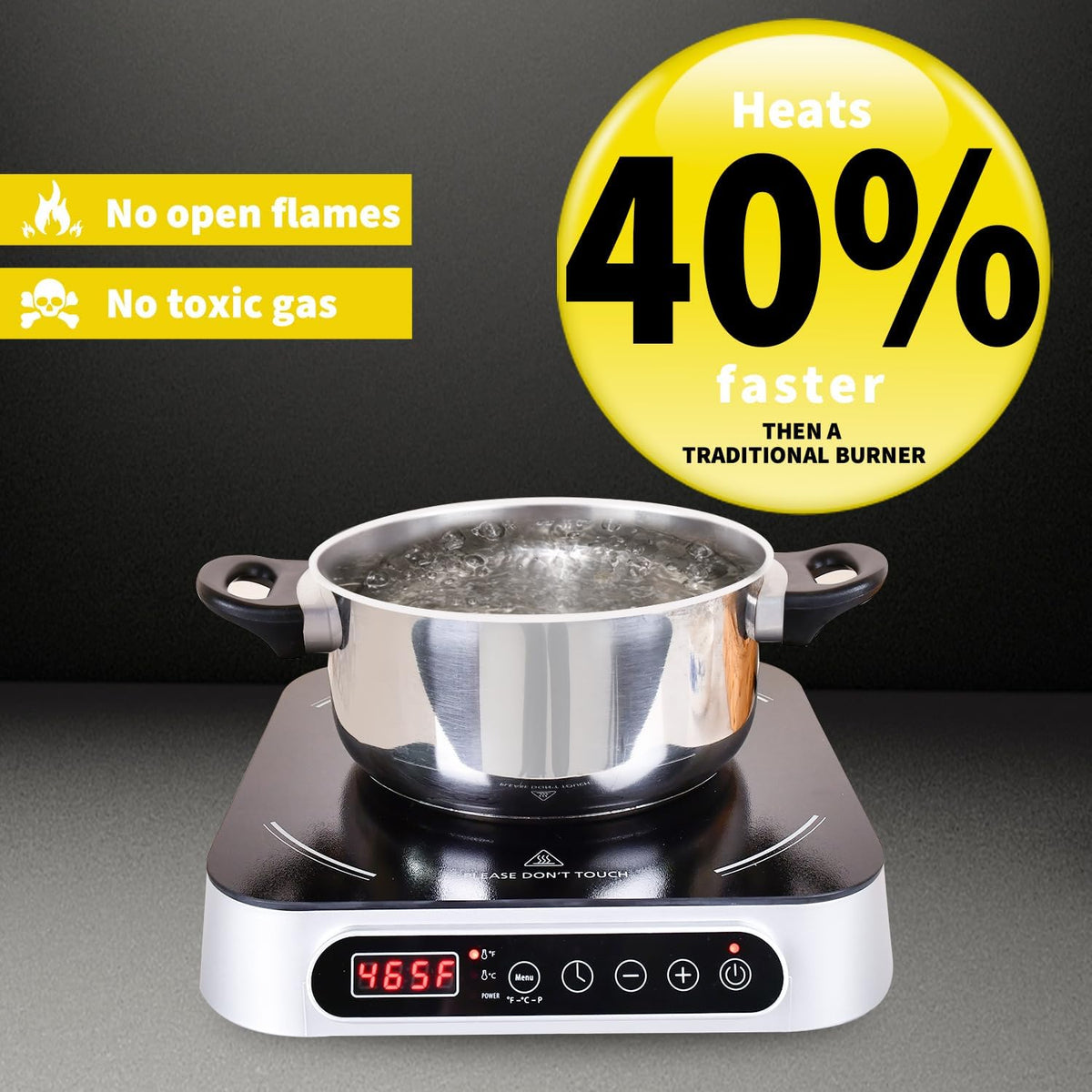 1800W Portable Induction Countertop Cooktop 10 Power Levels Burners Electric Stove with 140-465°F Timer Settings Induction Burner Suitable and Digital Sensor for Magnetic Cookware