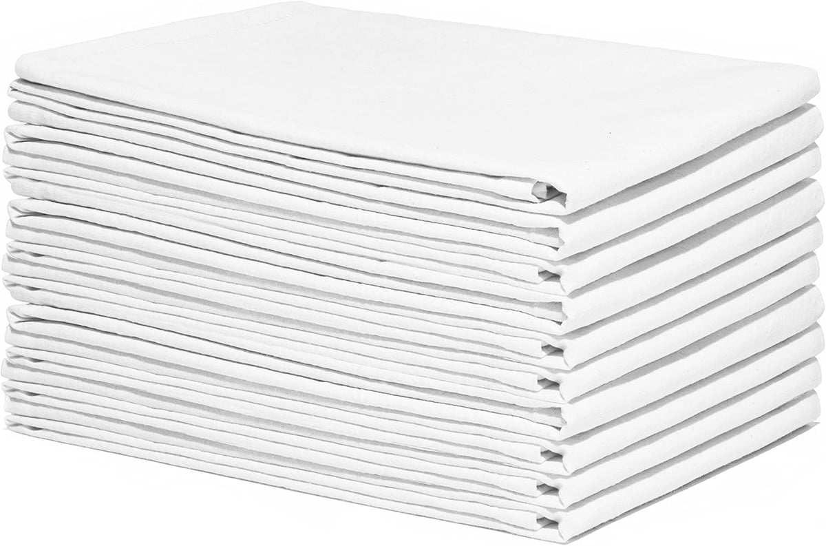 Organic Cotton White Dish Towels - 10 Pack Quick Drying White Kitchen Towels - Lint-Free, Organic Cotton Dish Cloths - Extra Large Highly Absorbent Blank Tea Towels - 27"x27" (White)