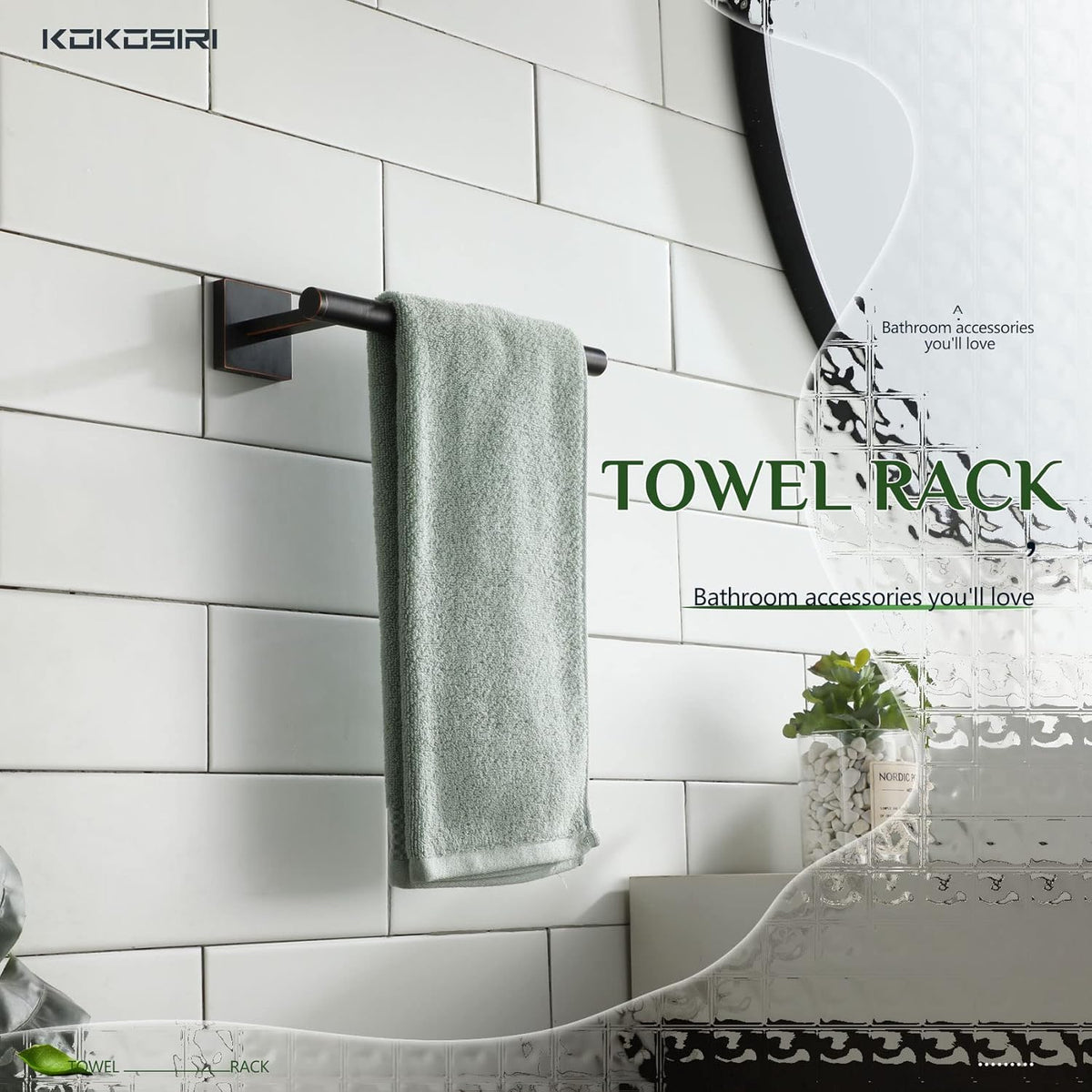 KOKOSIRI Bathroom Towel Bar Hand Towel Holders Wall Mounted Screw in Washroom Kitchen Rail Stainless Steel Bath Accessories Oil Rubbed Bronze, B3008ORB