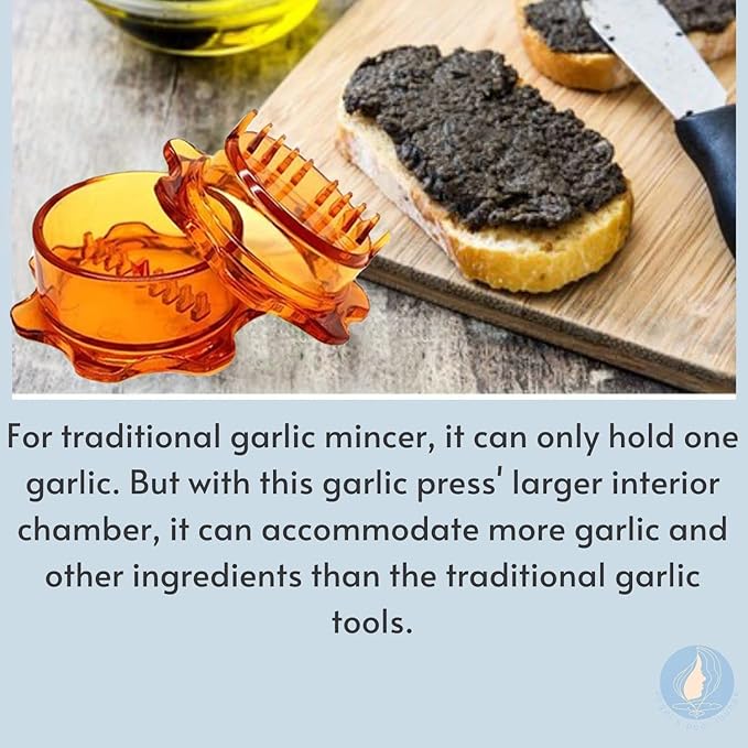 Angel’s Peel Lounge Garlic Mincer, Manual Garlic Grinder for Quick Meal Preparation - Kitchen Tools for Mincing Garlic, Ginger, Herbs, Nuts (Orange)