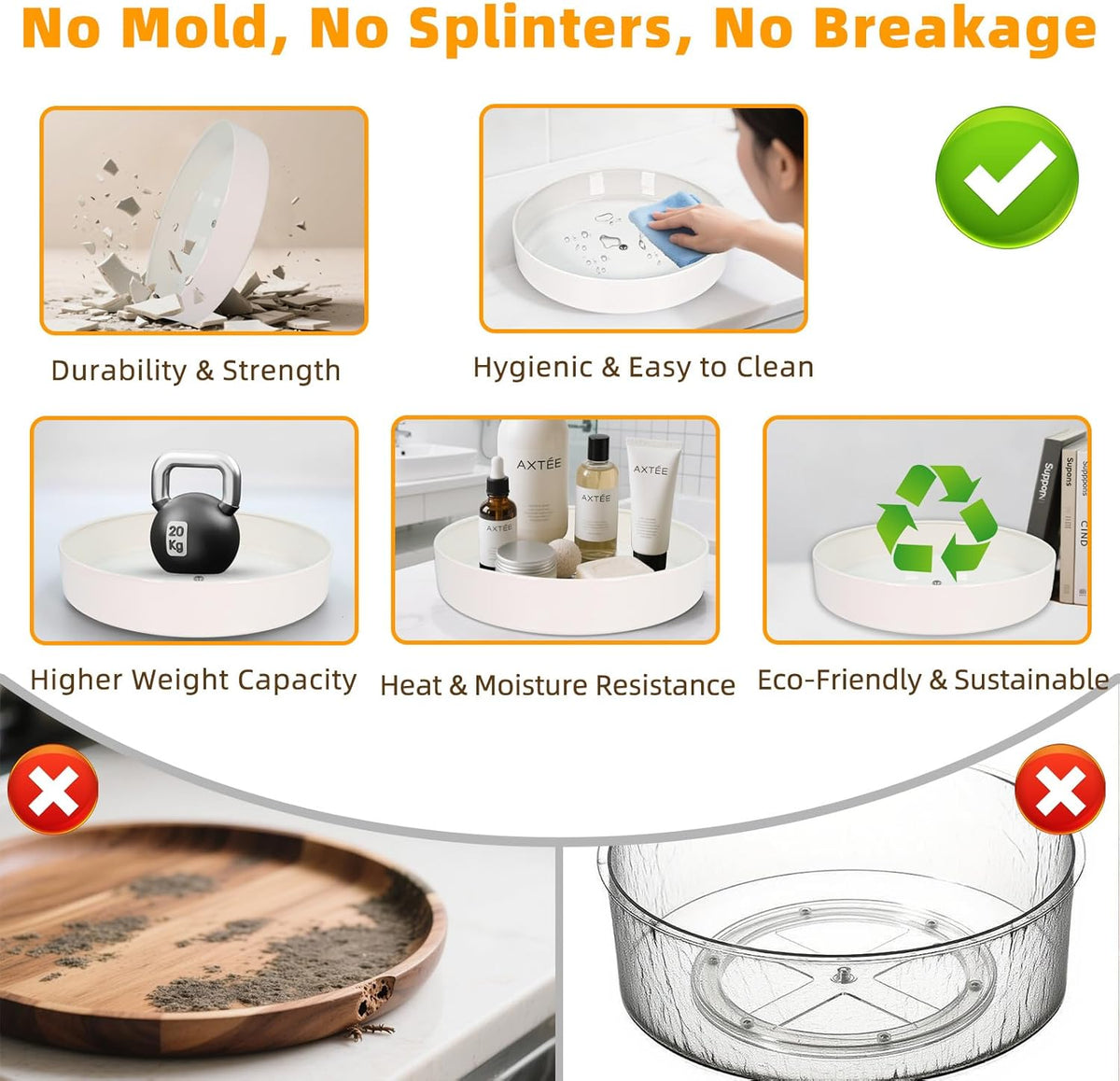 Metal Lazy Susan Organizer, 10 Inch Anti-Rust Turntable for Cabinet, Kitchen, Dining Table, Bathroom – Rotating Spice Rack, Spinner Storage, Round Carousel Organizer for Countertop White