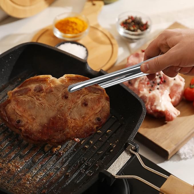 Serving Tongs Kitchen Tongs,Buffet Tongs, Stainless Steel Food Tong Serving Tong,small tongs 8 Pack(Sliver 7 Inch)