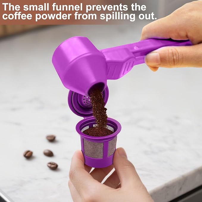 Palksky Coffee Scoop & Funnel for Reusable K Cup Refillable Coffee Pods,2 Tablespoon Coffee Measuring coffee Scooper,1PCS(Purple)