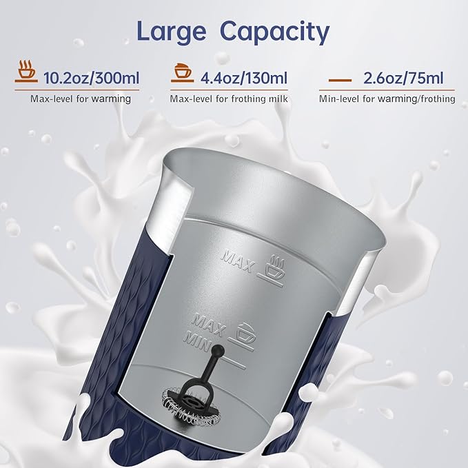 SIMPLETASTE Milk Frother, 4-in-1 Electric Milk Steamer, Automatic Warm and Cold Foam Maker and Milk Warmer for Latte, Cappuccinos, Macchiato