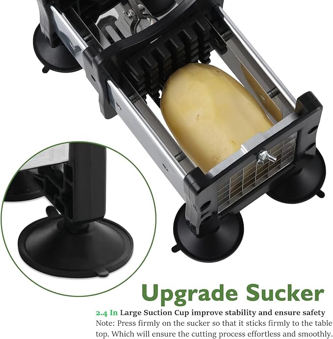 Votron French Fry Cutter Potato Cutter Stainless Steel with 2 Size Durable Blades for Vegetables, Potato, Onions, Carrots, Cucumbers, Fruits, Apples