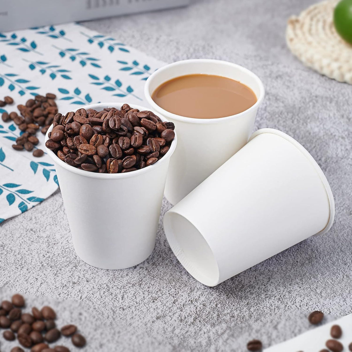 LITOPAK 270 Pack 10 oz Disposable Paper Coffee Cup, Drinking Cups for Water, White Paper Hot Coffee Cups, Suitable for Party, Picnic, Travel, and Events