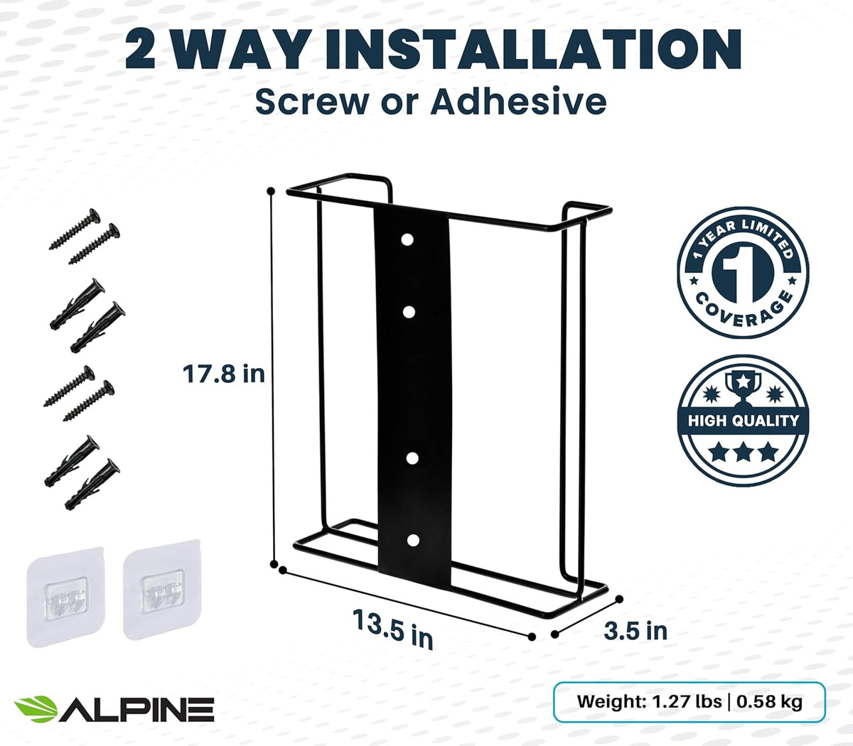 Alpine Glove Holder for Wall Mount - Latex Glove Holder Wire Glove Dispenser for Wall Disposable Glove Box & Tissue Box - Fits 3 Boxes (Black)