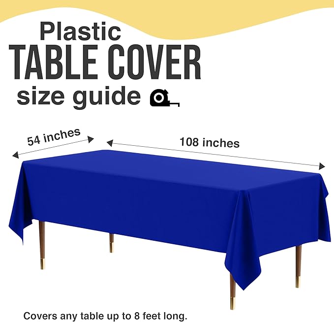 Party Solids 66% Thicker Premium Plastic Table Cloth Rectangle Table Cover 0.5 Mil 12 Pack Dark Blue Table Cloth 54 Inch x 108 Inch Disposable Tablecloth Won't Tear Easily Like Cheap Thin Brands