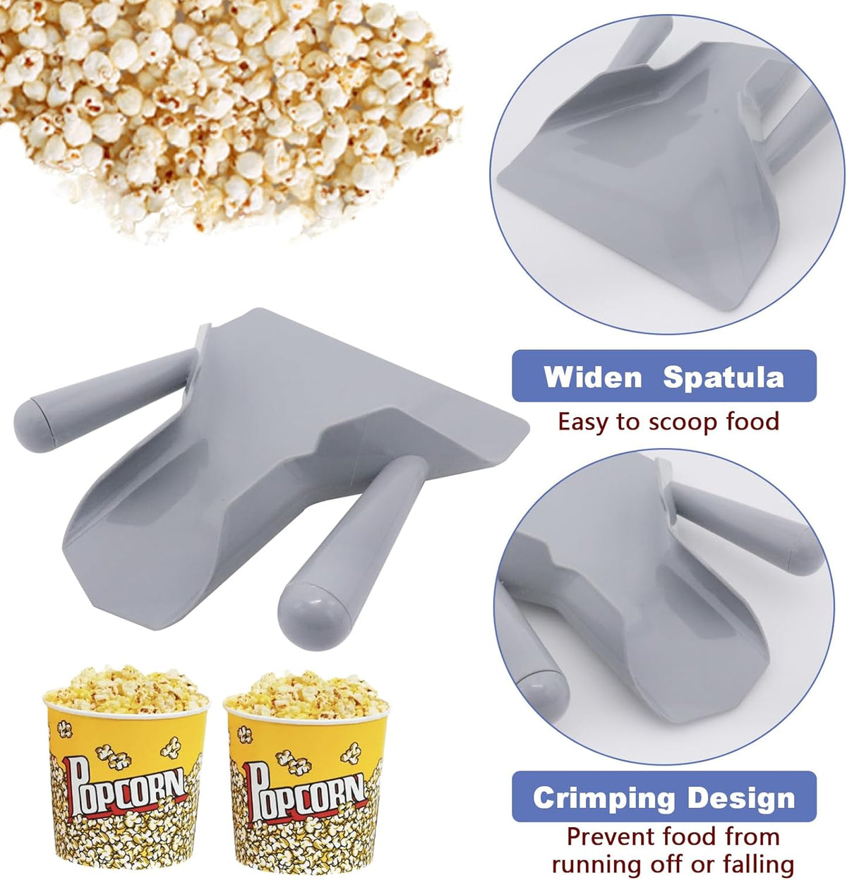 French Fry Popcorn Scoop Scooper, Polycarbonate Popcorn Scoop, Quick Fill Tool for Chip Popcorn Bagger Bags, Multipurpose Utility Scooper for Popcorn Machine Ice Candy Snacks Desserts