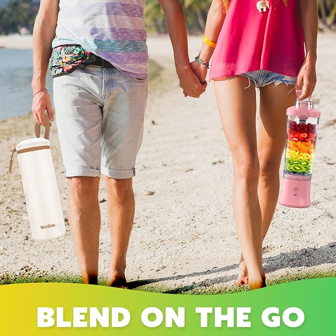 Portable Blender Personal Juicer for Shakes and Smoothies - 20 OZ Electric Protein Shaker Bottle with Insulated Sleeve, Travel Lid, USB-C Rechargeable - Mini Small Blender Cup for Kitchen, Office, Gym