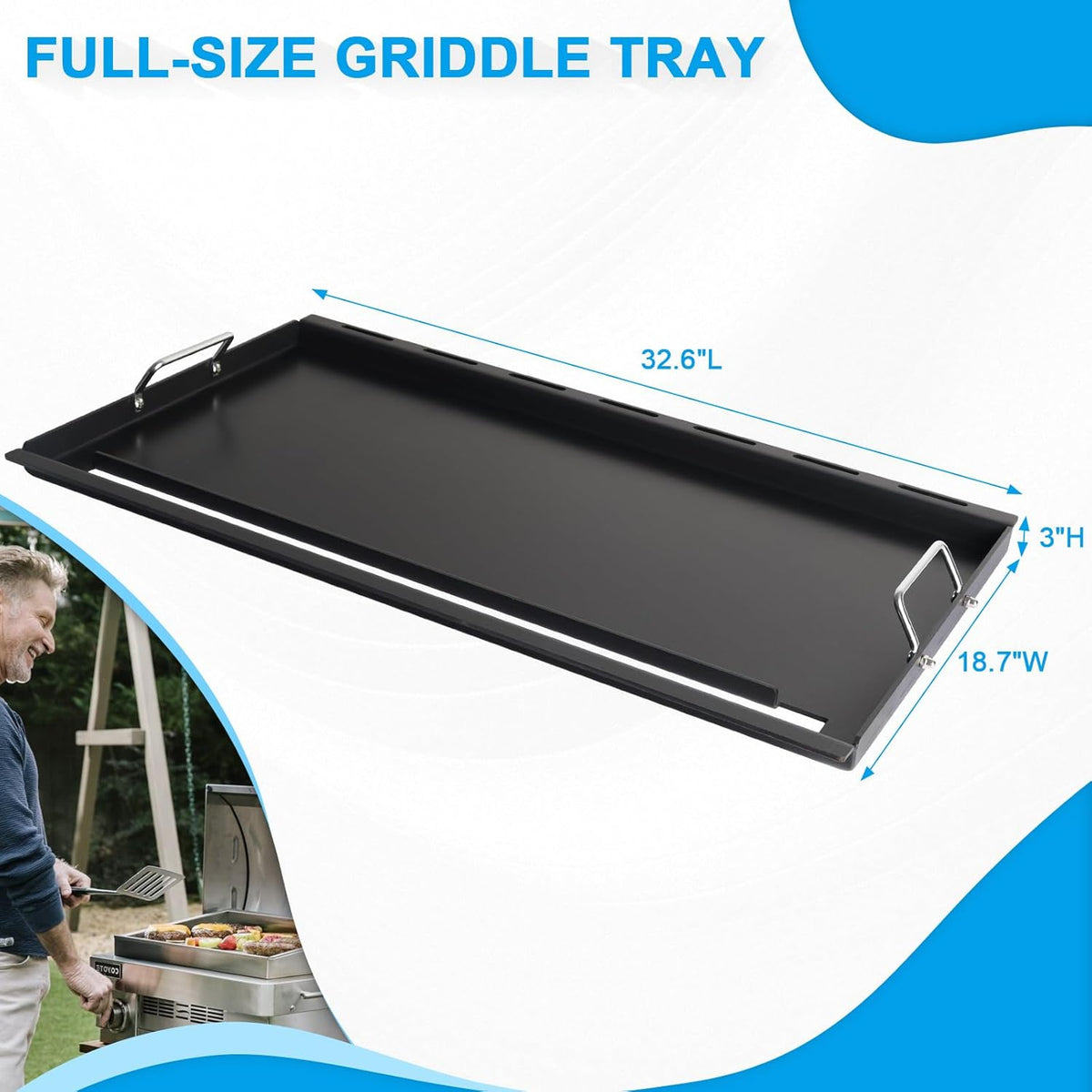 6789 Full-Size Griddle Inserts for Weber Genesis II 400 Series Gas Grills Flat Top Griddle with Handles for Weber Genesis II E-410 S-410 E-435 S-435 E-440 S-440 LX E/S-440