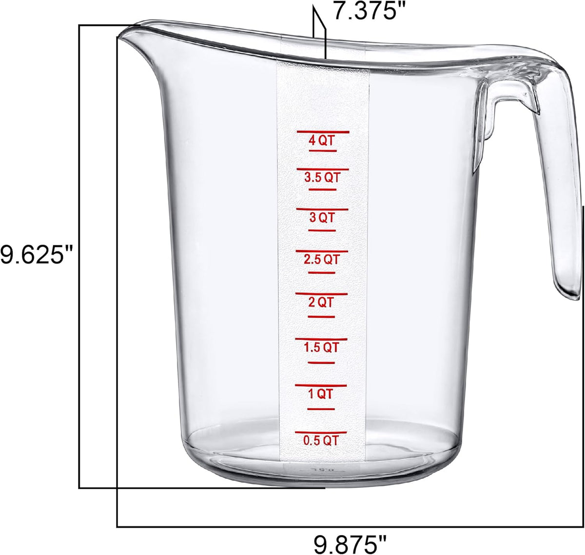 Amazing Abby - Melissa - 128-Ounce Plastic Measuring Pitcher (2-Pack), 16-Cup (4-Quart) Food-Grade Measuring Jug, Unbreakable, Stackable, Dishwasher-Safe, Great for Oil, Vinegar, Flour, and More