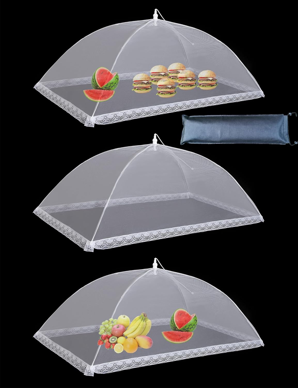 Mesh Food Covers for Outside,3 Extra Large 40"X24" Jumbo Pop-Up Mesh Food Tent Food Cover for Outside BBQ Camping Party Picnic Accessories - Outside Food Covers