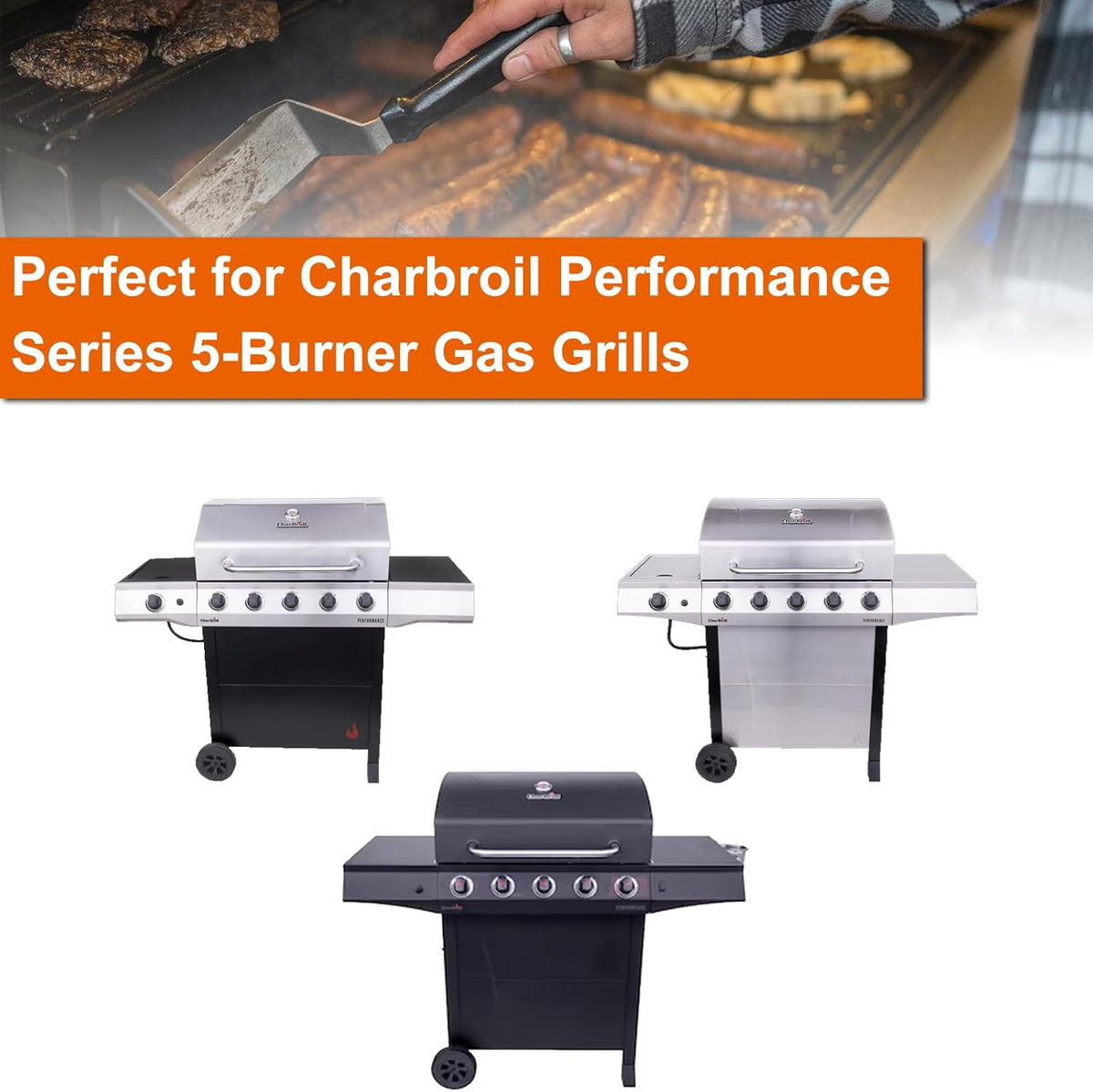 Full-Size Griddle Inserts for Charbroil Performance 5-Burner, Flat Top Griddle for Charbroil Grill 463450022 463451022 463448021 463449021 463455021 463458021, Replace for G426-0004-W1 G426-0005-W1
