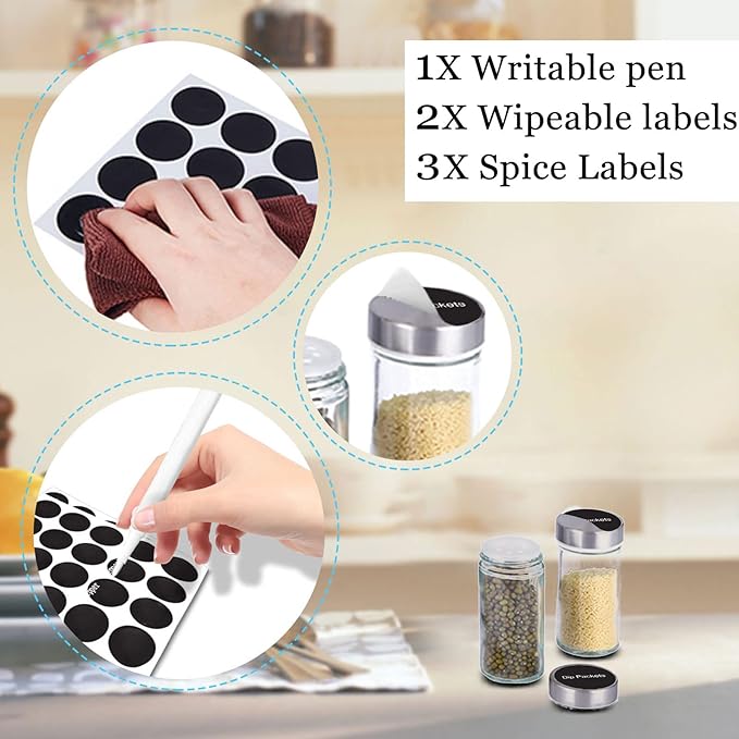 KALINCO Rotating Spice Rack Organizer, Revolving Spice Rack for Cabinet, Stainless Steel Spice Organizer with Jars(20-Jar)