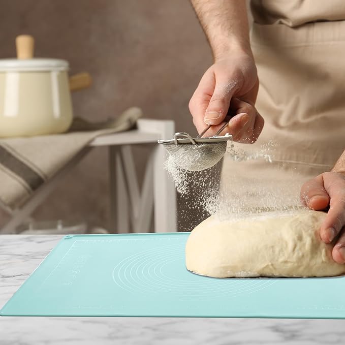 uxcell Silicone Pastry Mat, 27.5" x 19.7" Silicone Baking Mat with Measurements, Non-Stick Dough Rolling Mat for Making Pastry Cookies Bread Pizza Green