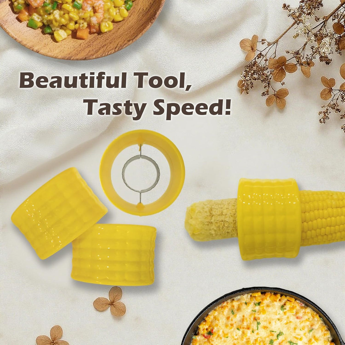 Corn Peeler for Corn on the Cob, Peelers for Kitchen with Ultra-Sharp Stainless Steel Serrated Blades & Ergonomics Corn-Shaped Comfort Grip, 2 Packs