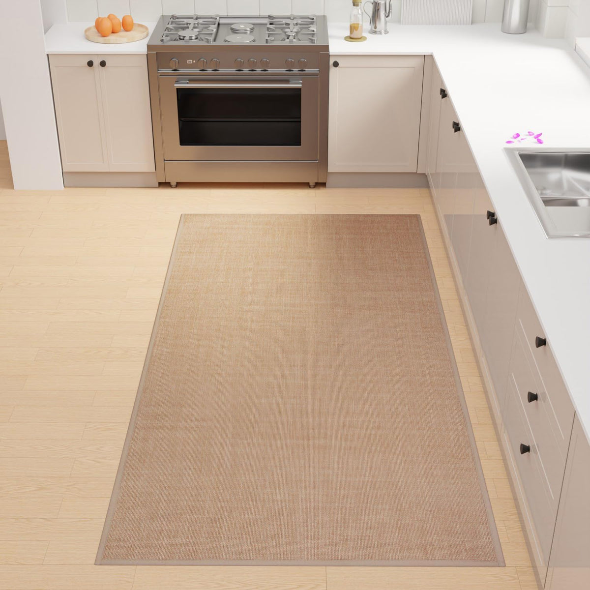 Kitchen Mat, Cushioned Non Slip Rugs for Kitchen Floor, Absorbent Runner Comfort Standing Mats Washable for Kit, Office, Home (Camel, 35.4"x71")