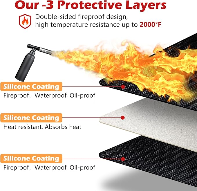 65X48in Grill Mats for Outdoor Grill,Fits Most Grills, Smokers, Griddles and Outdoor Charcoal, Flat Top,Deck and Patio Protector
