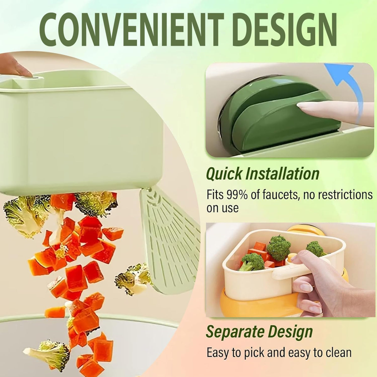 Suction Cup Sink Corner Rack,2025 New Upgraded Suction Cup Press S Ink Drainer Basket,Triangle Storage Rack with Drain Hole,Corner Sink Trash Catcher for Food Waste(Yellow)