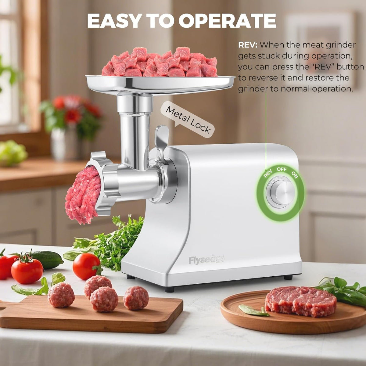 Electric Meat Grinder 3200w Commercial Heavy Duty Metal Gearbox Meat Grinder and Sausage Stuffers, Kubbe Kit for Household Use & Commercial