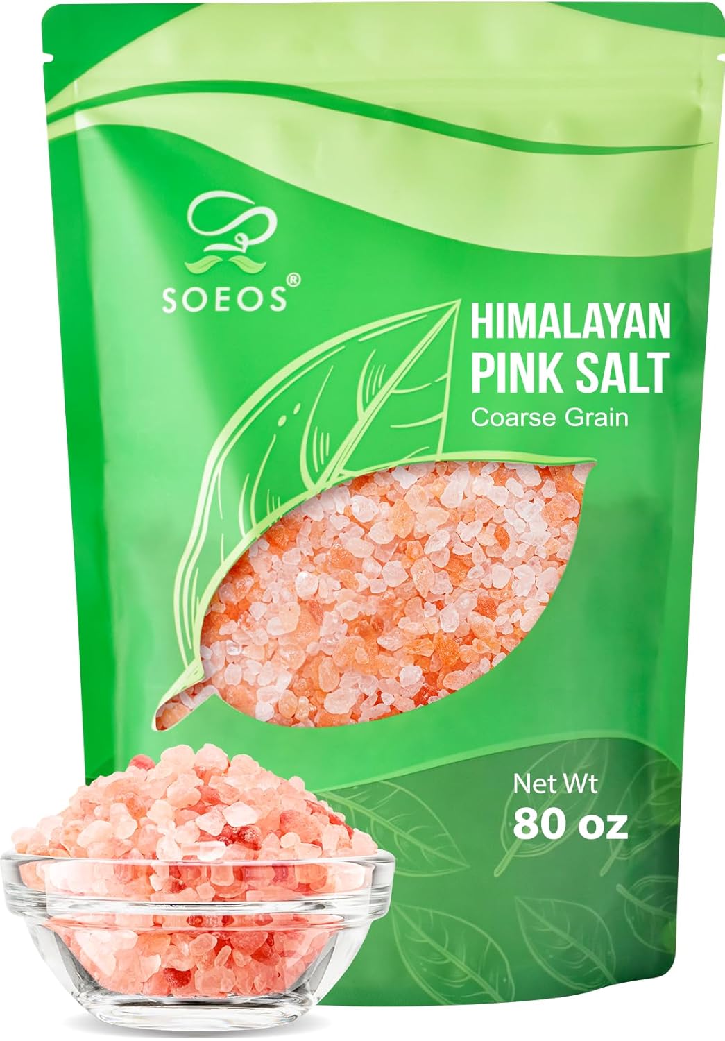 Soeos Himalayan Pink Salt, Coarse Grain, 5 Lbs (Pack of 1), Himalayan Pink Sea Salt, Rock Salt for Grinder Refill