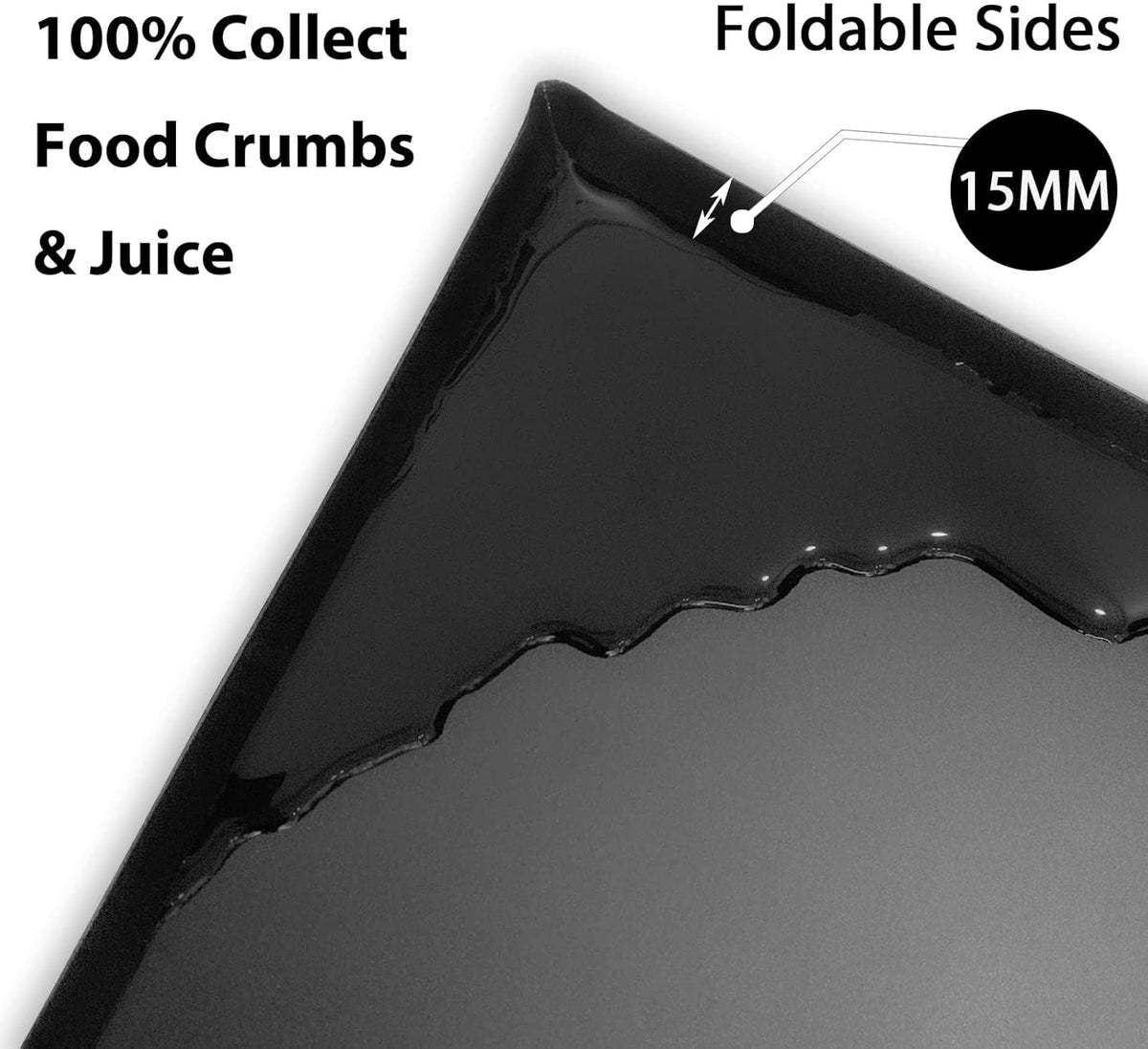 WK Flexible Plastic Cutting Boards Mats with Lip, Foldable Cutting Board for Kitchen Set of 3, Black Cutting Boards for Meat, Nonslip Cutting Mats Sheets, BPA Free, Dishwasher Safe