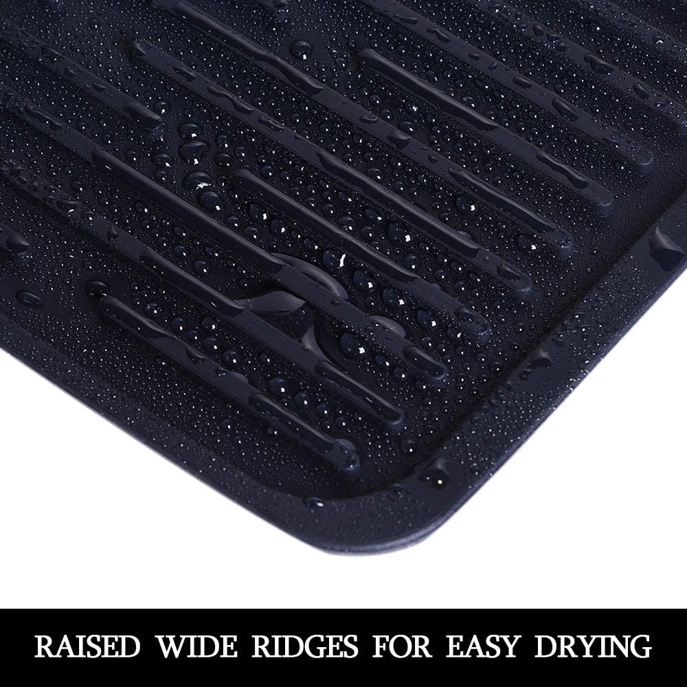 Dish Drying Mat, Silicone Drying Mat Good Large Drying Mats for Kitchen, Heat Resistant Mat Solid Rectangular (Black)