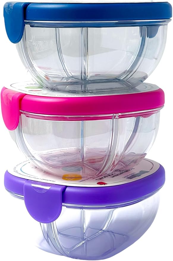 Yumbox Snack Bowl, Leakproof 3 Compartments, Removable Lid, Microwave, Dishwasher Safe, Kids Snacks, Granola Bowl, Snacks for school, work, travel (Hazy Purple)
