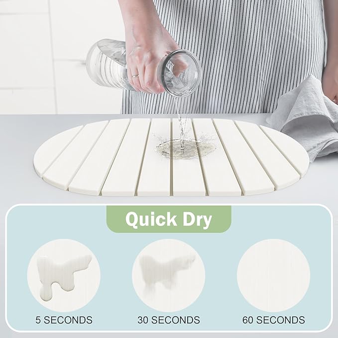 Stone Dish Drying Mat for Kitchen Counter,24"(L)×16"(W) Collapsible Fast-Drying Diatomaceous Earth Mats with Towel Sanding Tool,Versatile Stone Drying Mats for Cups Dishes Bottles